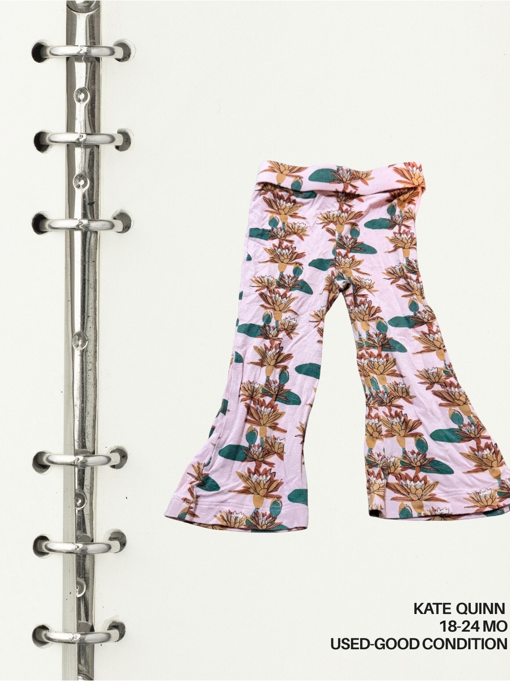 kate quinn Pink Floral Bell-Bottom Pajama Pants